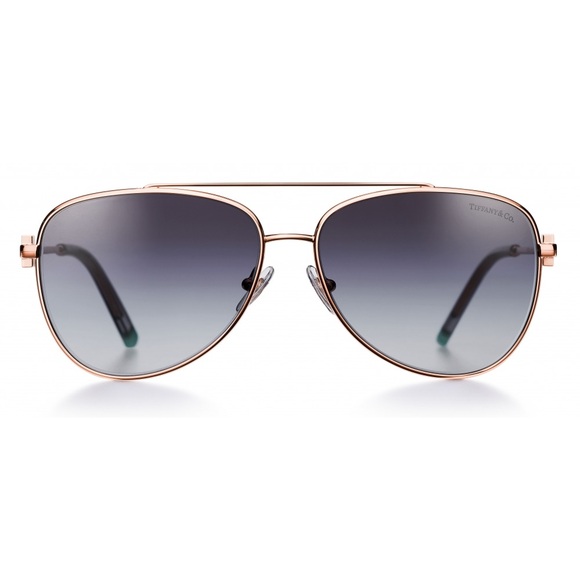 Tiffany & Co. Gold and Gray Aviator Sunglasses - Picture 2 of 10